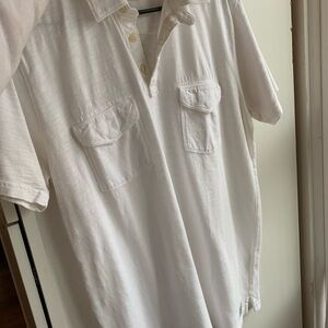 Lucky Brand White Casual Button Down Shirt Pockets Casual Cotton